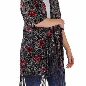 Floral Fringe Kimono Cardigan